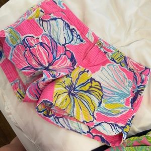 Fun tropical floral and shell shorts
